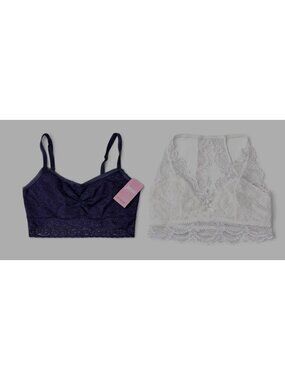 Jenni by Jennifer Moore Womens Wireless Bralette Pack of 2 Small Blue White NEW